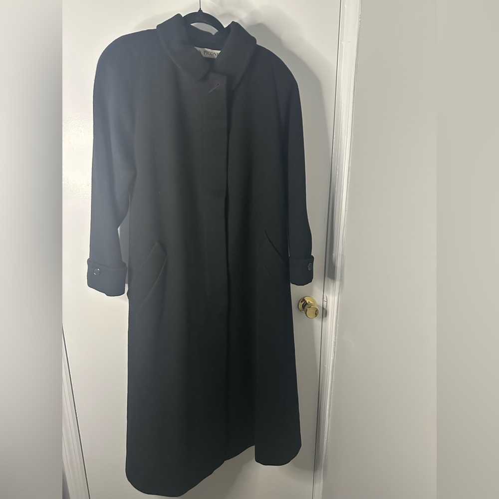 Evan Picone Black Full-Length Trench Coat